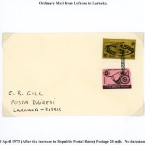 1973 Turkish Cyprus Nicosia to Larnaca Social Aid Cover