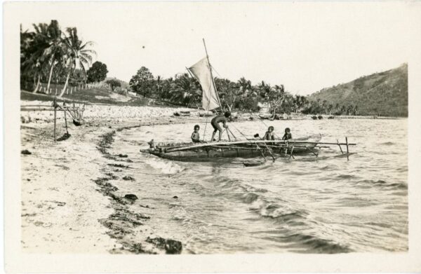 Papua New Guinea Children Canoe photo Gibson Port Moresby