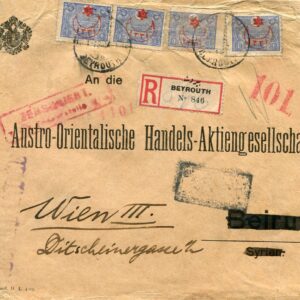 1917 Lebanon Beirut Registered Triple Censored to Wien