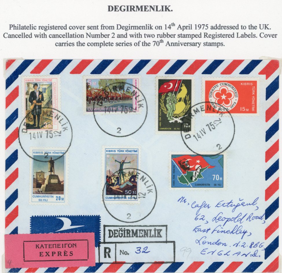 1975 Turkish Cyprus Degirmenlik Registered Express