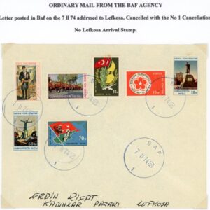 1974 Turkish Cyprus Baf to Lefkosa Nicosia