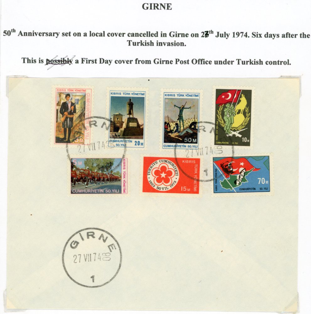 1974 Turkish Cyprus Kyrenia Girne 1 philatelic cover