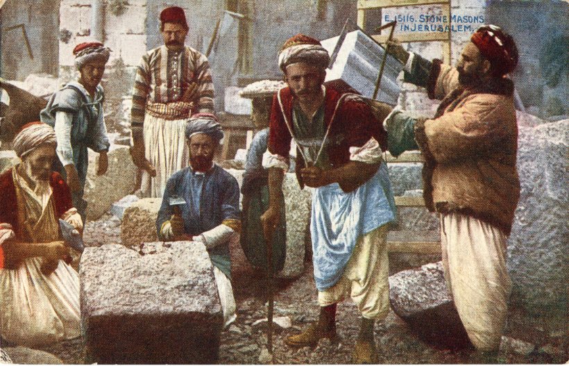 Palestine Stone Masons Jerusalem by Church Missions to Jews