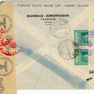 1942 Persia Registered German censored Anglo Soviet Censor 18 & 19