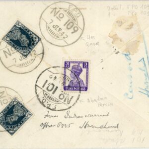 1942 India Registered FPO101 Iraq to FPO109 Persia