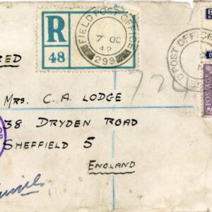 1942 GB India Registered FPO299 Kermanshah Mix Franking