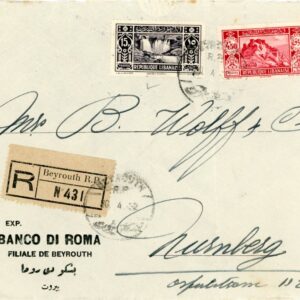 1932 Lebanon Beirut Registered Bank Cover to Nurnberg