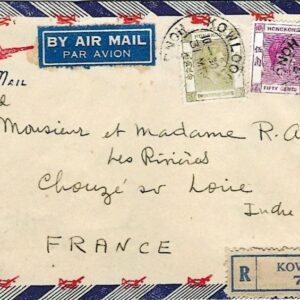 1948 Hong Kong Registered Airmail Cover to France