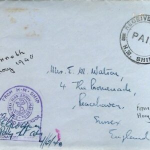 1940 Hong Kong Censored Received From HM Ships