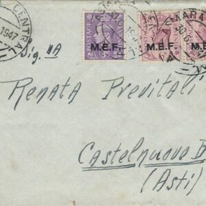 1947 Eritrea MEF Cover to Castelnuovo Belbo