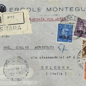1946 Eritrea MEF Registered to Bologna