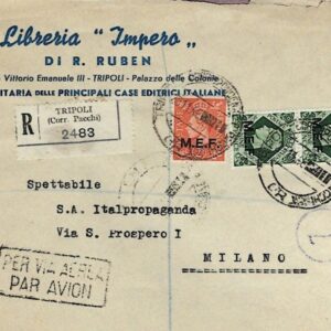 1945 Libya Tripoli Registered MEF to Milan