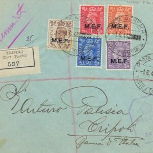 1943 Libya Registered MEF used in Tripoli FDC
