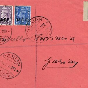 1944 Libya Registered MEF Tripoli Garyan