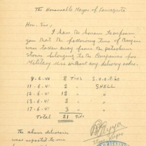 1941 Cyprus Famagusta Shell Petrol Military Use