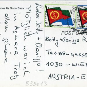 1994 Eritrea Asmara Airport Card to Austria