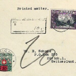 1934 St Helena Postage Due Cover to Switzerland
