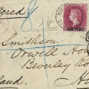 1904 St Vincent Registered Cover to Hull