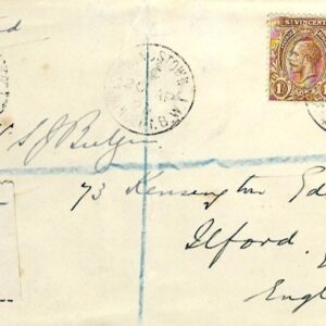 1928 St Vincent Registered Cover to Ilford Essex
