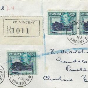 1948 St Vincent Registered Cover to Prestbury Cheshire