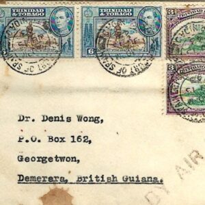 1943 Trinidad Tobago Censored Airmail to British Guiana