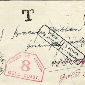 1939 Gold Coast Censored Postage Due to Belgium