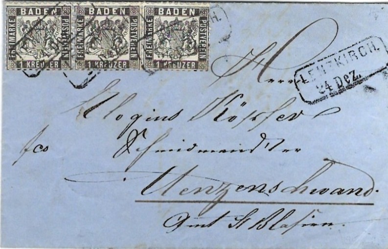 1868 Germany Baden Lenzkirch 1kr Printed Invoice