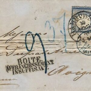 1873 Germany Insufficiently Prepaid to Avignon