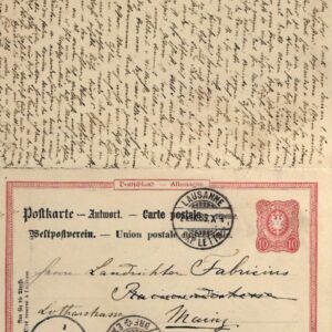 1889 Germany 10pf + 10pf Postal Stationery Reply Card to Lausanne