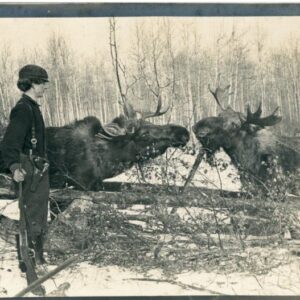 Canada Moose and Man with Rifle photocard