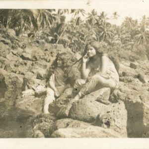 Samoa Native Girls on Volcanic Beach photocard