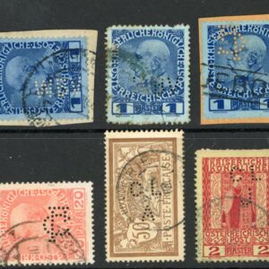 Austria and French Levant PERFINS of six