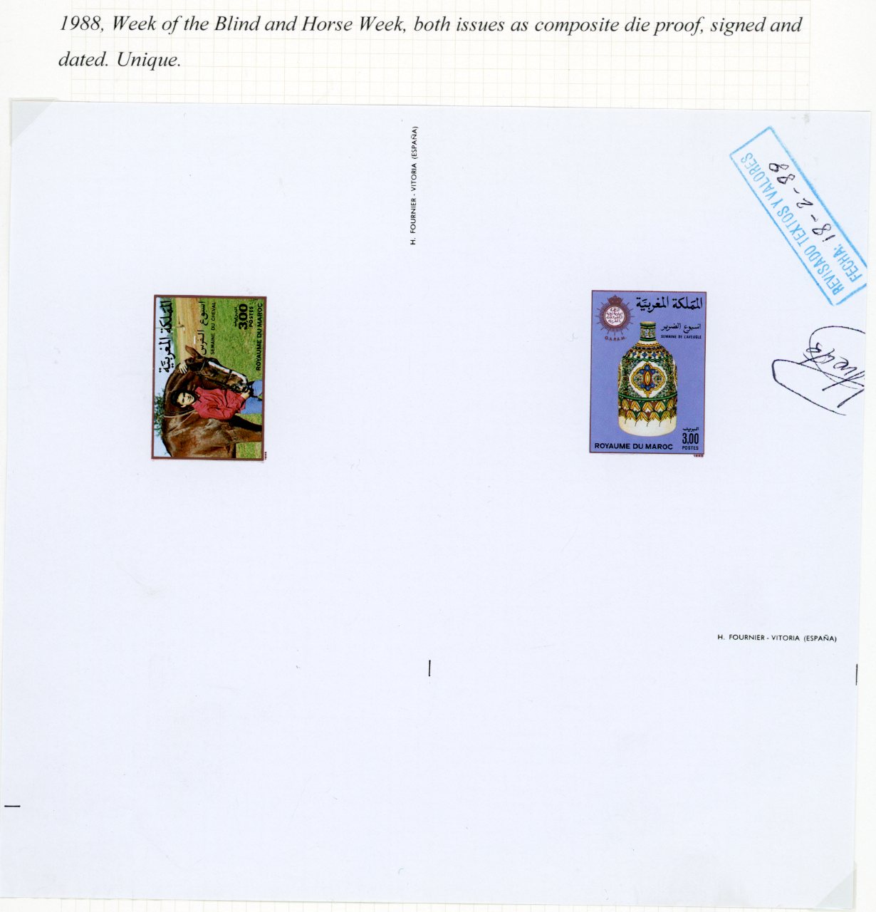 1988 Morocco Blind and Horse Week Composited Die Proof unique