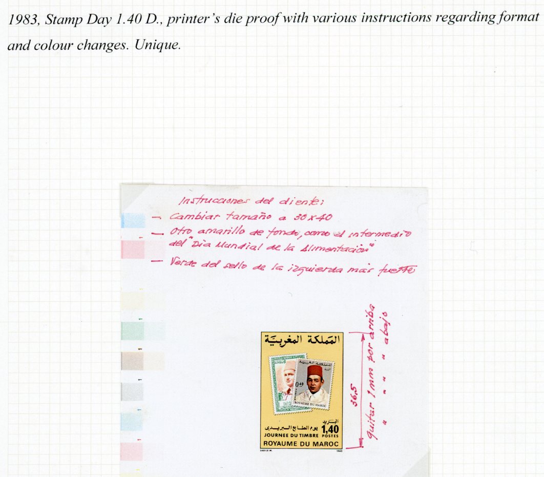 1983 Morocco Stamp Day 1.40d Printer Die Proof