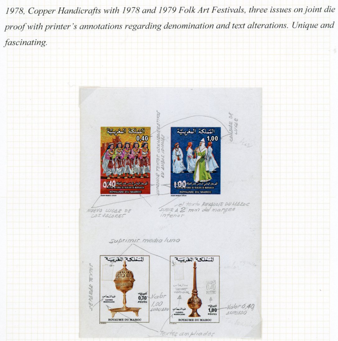 1978 Morocco Handicrafts 1979 Folk Art Joint Die Proofs unique