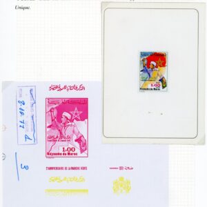 1977 Morocco Green March Essay and Block Die Proof 50c unique