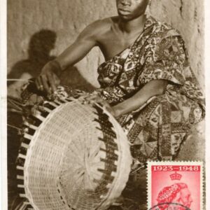 Ghana Achimota Weaving Cocoa Basket 1949 to Geneva