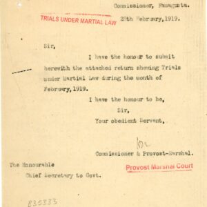 1919 Cyprus Famagusta Under Martial Law Marshal Court document