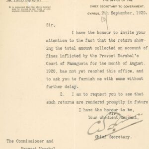 1920 Cyprus Famagusta Under Martial Law Marshal Court document