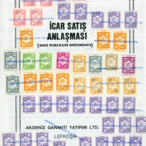 1992 Turkish Cyprus Hire Purchase Document with 56 Revenue stamps