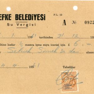 1961 Turkish Cyprus Lefke Water Tax with 5m QEII