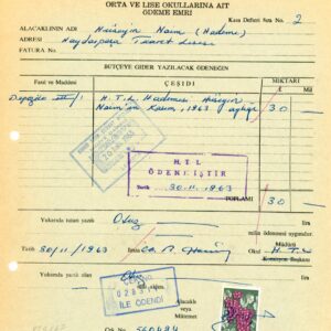 1963 Turkish Cyprus Schools Payment Order with 5m Grapes