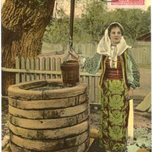 Romania Galati Girl by Well 1910 Folklore card to France
