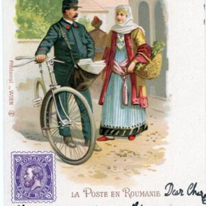 Romania Postman Flag and Stamp