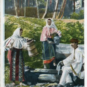 Romania Villagers at Fountain Folk Postcard 1911 to Istanbul