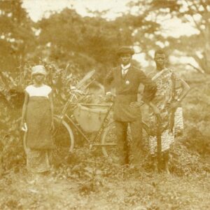 Ghana Agona natives and Bicycle photocard 1912 to Basel
