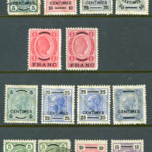 1903-06 Austria Levant French Currency collection of 14 stamps