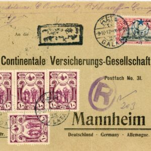 1917 Turkey Galata Registered Censored to Manheim