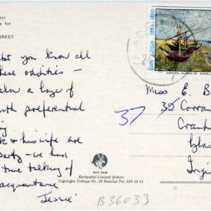 1990 Turkey Cappadocia card with Van Gogh painting to Scotland