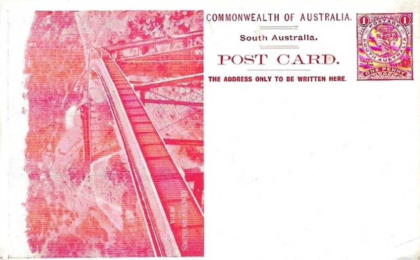 1908 South Australia 1d unused Railway Picture Stationery red